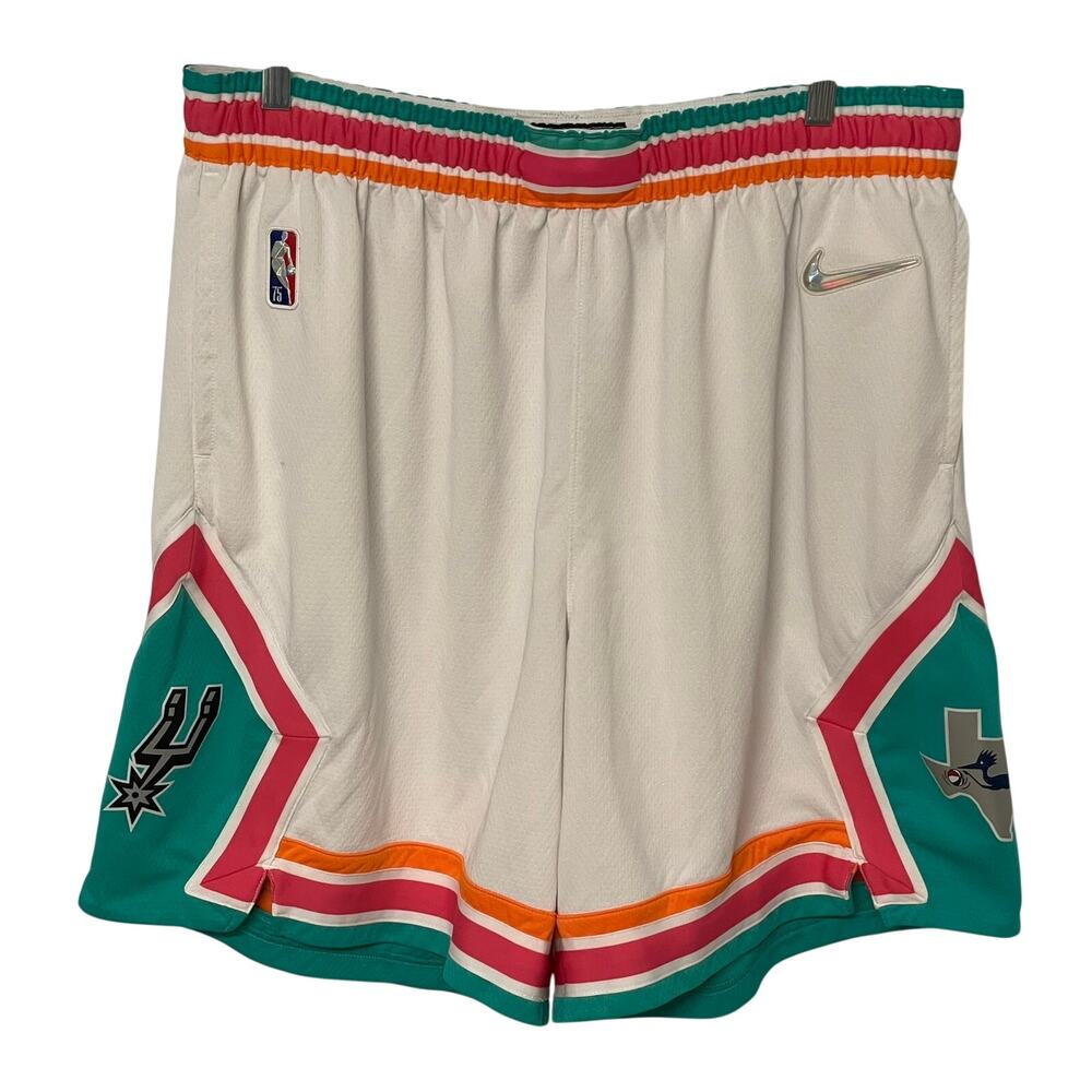 Nike Antonio Spurs City Edition Basketball Shorts 3XL 2021 2022 White Teal NBA